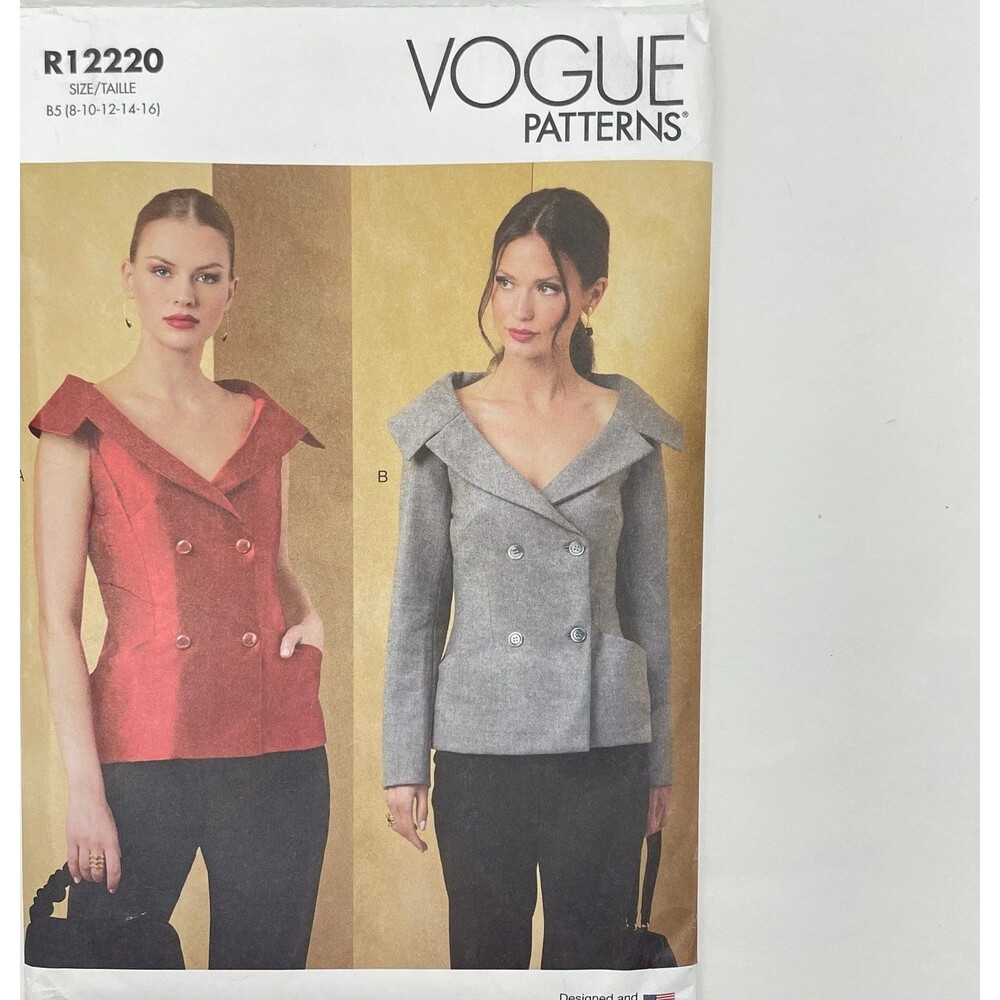 Pattern Misses Sz B5 8-16 Tailored Off Shoulder Jacket Vogue R12220 New/Uncut